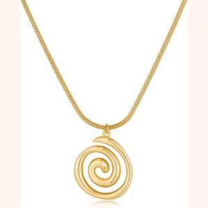 Women's Gold Boho Statement Necklace, Spiral Swirl Conch Pendant Beach Jewelry | Adjustable Summer Accessories Gift - 1 of 4