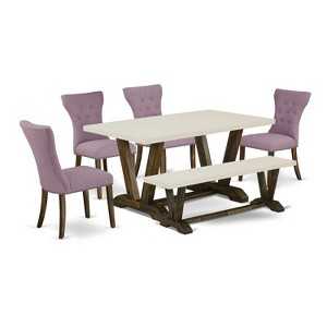 HomeStock 6-Piece Multi-Color Solid Wood Top-Rectangular Button Tufted Upholstered Dining Room Set-Seats 4 - 1 of 4