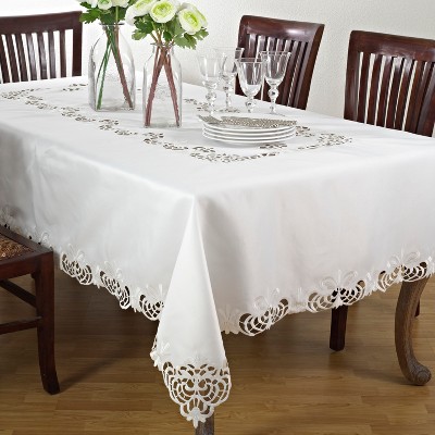 Saro Lifestyle Cutwork Design Elegant Tablecloth