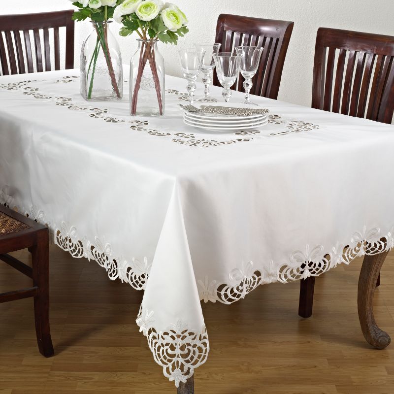 Saro Lifestyle Cutwork Design Elegant Tablecloth, 1 of 5