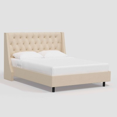 California King Gilford Wingback Platform Bed in Velvet Pearl - Threshold™: Pine Frame, No Box Spring Needed