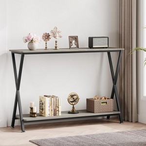 Narrow Console Table, 41" Wide Behind Couch Table, 2 Tier Entryway Tables with Storage Shelf for Living Room - 1 of 4
