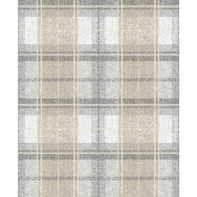 RoomMates Tweed Plaid Peel and Stick Wallpaper Gray