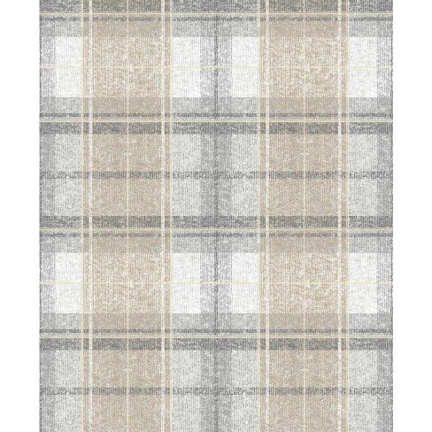 Roommates Tweed Plaid Peel And Stick Wallpaper Gray : Target