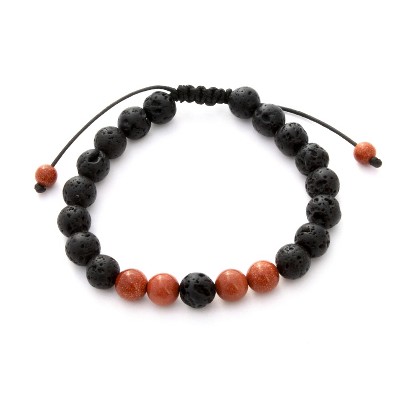 Plantlife Aromatherapy Bracelet - Adjustable Goldstone & Lava Rock, Natural Stone Jewelry for Essential Oil Diffusion & Wellness