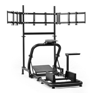 Dardoo Racing Simulator Cockpit with Triple Monitor Stand Compatible with Logitech, Thrustmaster, Excludes Wheel, Pedals, Shifter, Seat, Monitor - 1 of 4