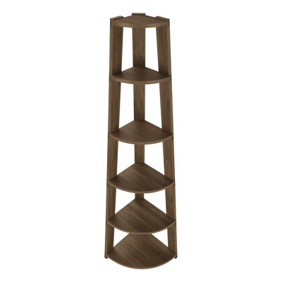 Monarch Specialties Bookshelf Bookcase Etagere Corner 5 Tier 72InchH Office Bedroom Laminate Walnut Contemporary Modern