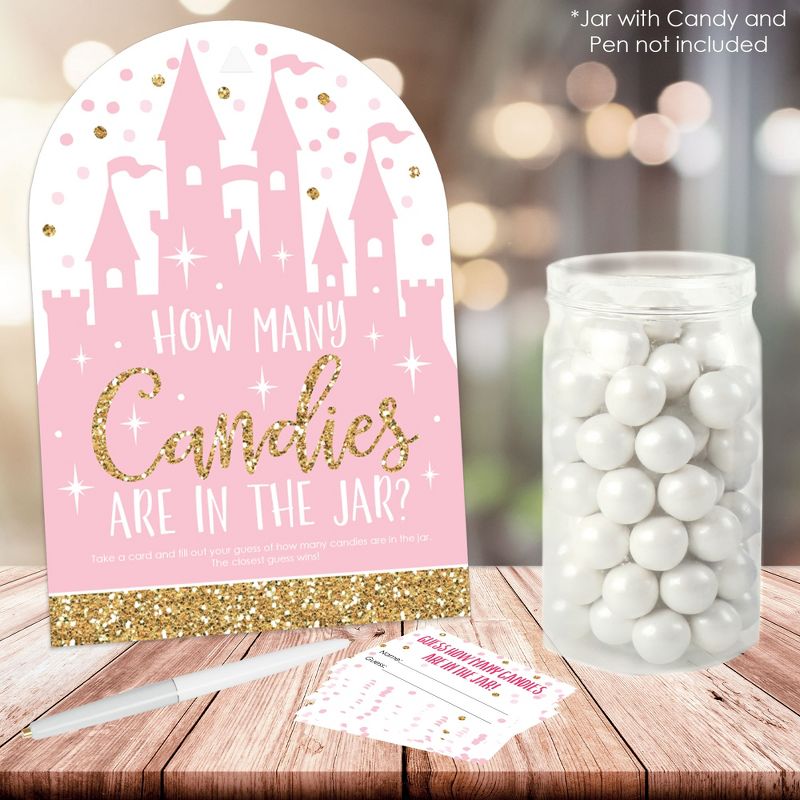 Big Dot of Happiness Little Princess Crown - How Many Candies Pink Baby Shower or Birthday Party Game - 1 Stand and 40 Cards - Candy Guessing Game, 2 of 9