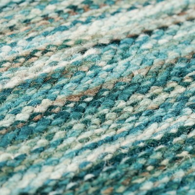 Turquoise Flat Woven Wool Rectangular Area Rug 4' x 6'