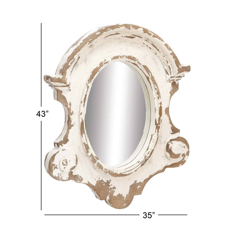 Fiberglass Carved Oval Wall Mirror with Arched Top and Distressing White - Olivia &#38; May, 4 of 18