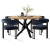 5-Piece Dining Set for 4 Round Dining Table with Velvet Upholstered Chairs and Crossed Metal Legs For Dining Room, Living Room, Farmhouse-Tanpinhause - 2 of 4