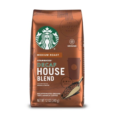 Starbucks Medium Roast Decaf Ground Coffee — House Blend — 100% Arabica — 1 bag (12 oz.)