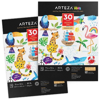 Arteza Kids Paper Pad for Drawing or Sketching, 9x12" - 2 Pack (ARTZ-4226)