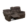 MAYEERTY Reclining Loveseat, 2-Seat Recliner Non-Pilling Breathable Fabric with Storage Groove & Cup Holders for Living Room, Brown - 2 of 4