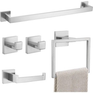 5 Pieces Bathroom Hardware Set, Brushed Nickel Bathroom Accessories, Bathroom Towel Bar Set, 23.6 Inch - 1 of 4