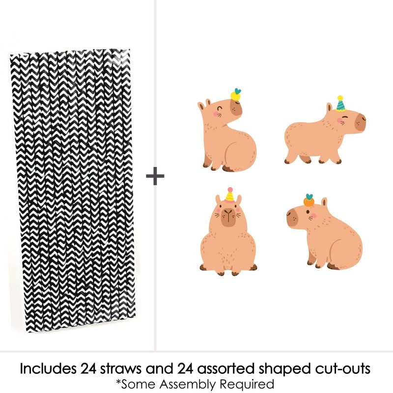 Big Dot of Happiness Capy Birthday - Paper Straw Decor - Capybara Party Striped Decorative Straws - Set of 24, 3 of 7