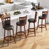 Tangkula Wood Bar Stools Set of 4 31" Swivel Bar Height Barstools w/Back Rubber Wood Frame Padded Seat Footrest PVC Leather - 2 of 4