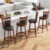 Tangkula Wood Bar Stools Set of 4 31" Swivel Bar Height Barstools w/Back Rubber Wood Frame Padded Seat Footrest PVC Leather - image 2 of 4