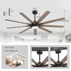Airsurfer 65" Black Ceiling Fan with 3 Colors LED Light,6 Speeds Motor,2 Downrods,Ceiling Fan with 9 Blades for Indoor Living Room,Remote Included - 3 of 4