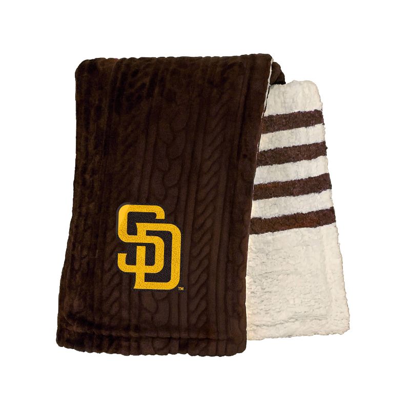MLB San Diego Padres Knit Embossed Faux Shearling Stripe Throw Blanket, 1 of 3