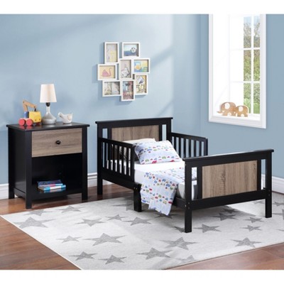 NicBex Modern Toddler Bed, Wooden Baby Bed Frame with 4 Side Guardrails and Low Rise Design for Boy and Girl