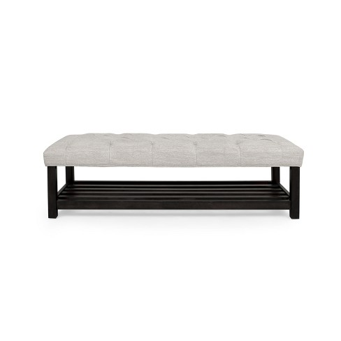 Christopher Knight Home Roseland Contemporary 60.25 " Button Tufted Bench with Shelf - image 1 of 4