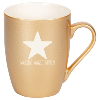 Elanze Designs Making Magic Happen 10 Ounce Ceramic Laser-Etched Engraved Drinkware Mug, Metallic Vegas Gold