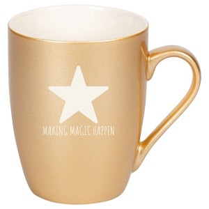 Elanze Designs Making Magic Happen 10 Ounce Ceramic Laser-Etched Engraved Drinkware Mug, Metallic Vegas Gold - 1 of 4
