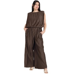 June + Vie by Roaman's Women's Plus Size Plisse Dolman-Sleeve Cropped Top - 1 of 4