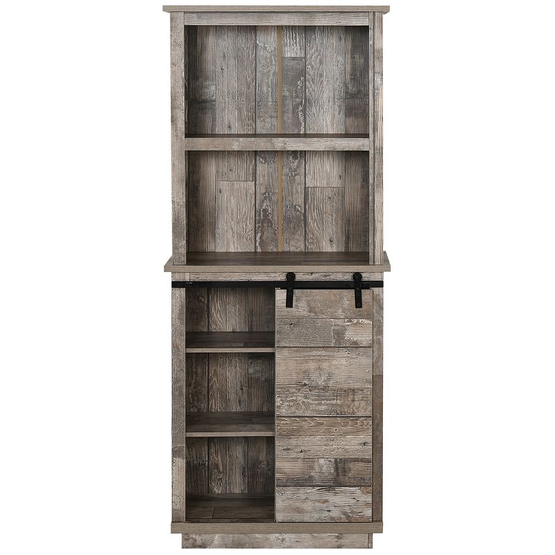HOMCOM Freestanding Rustic Kitchen Buffet with Hutch, Pantry Storage Cabinet with Sliding Barn Door, Adjustable Shelf, Vintage Wood, 4 of 7