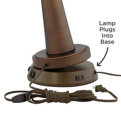 Bronze Industrial Table Lamp with USB and AC Power Outlet