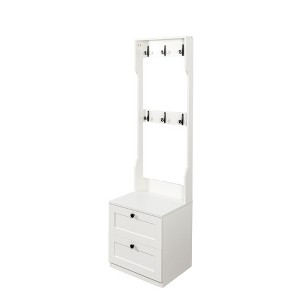 Gulches White 2 Drawer 18 in W 2-in-1 Nightstand Coat Rack with Hooks - 1 of 4