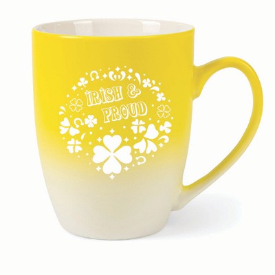 Elanze Designs Irish & Proud Two Toned Ombre Matte 10 ounce New Bone China Coffee Tea Cup Mug, Yellow and White