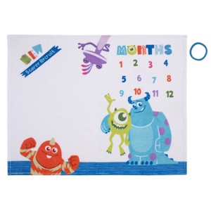 NoJo Disney Monsters, Inc. White, Blue, and Green, New Scarer Recruit Super Soft Photo Op Milestone Baby Blanket - 1 of 4