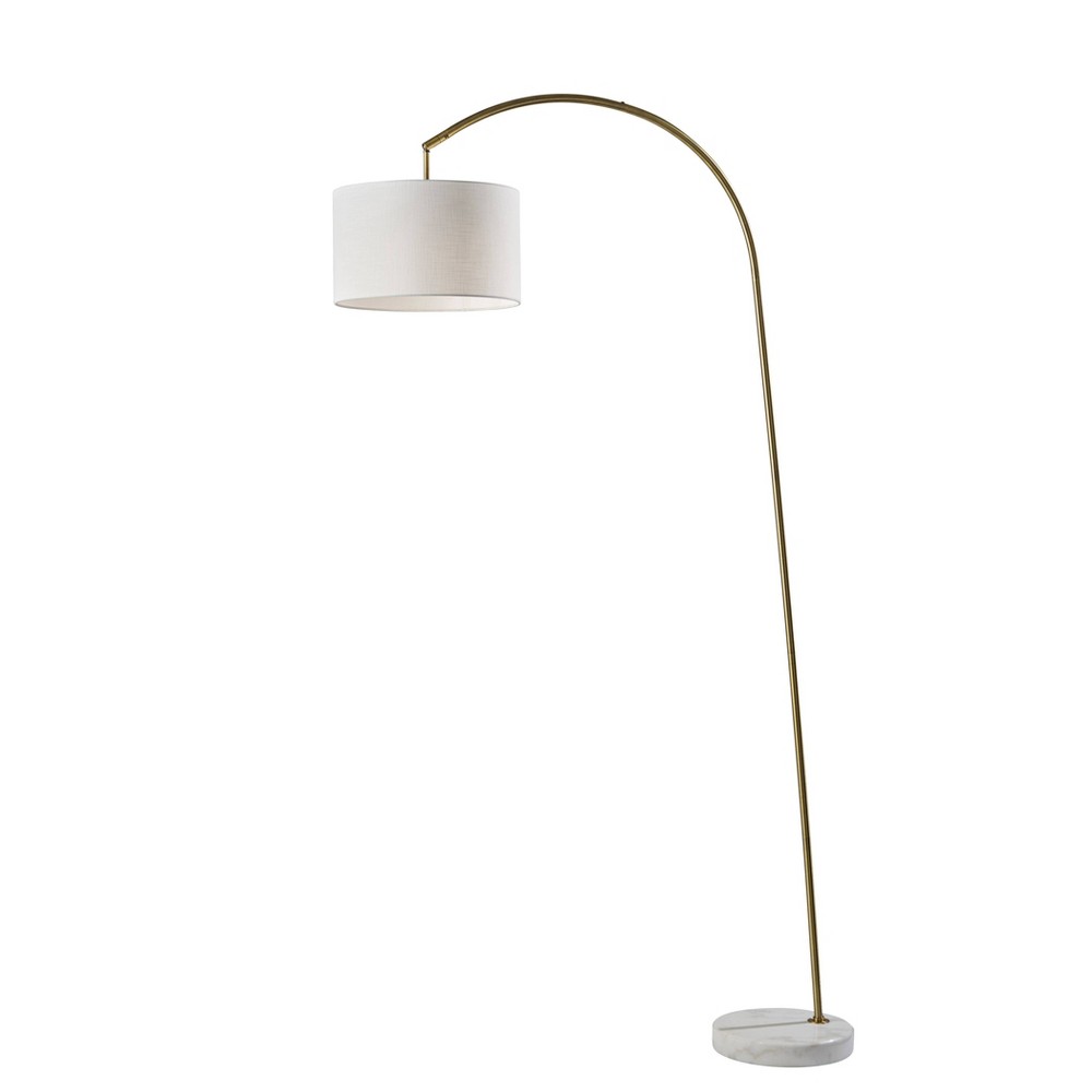 Photos - Floodlight / Street Light Adesso Chrystie Arc Lamp Antique Brass: Marble Base, Textured Drum Shade, 