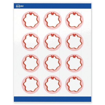 Avery Labels, 2" Diameter, Gold-Pink Bow, Glossy, 120ct