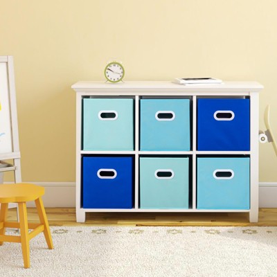 FURNIinspire 6pcs Storage Box Utility Storage Bins Drawer Organizer Storage Cubes Basket Dorm Organizers, Home Storage, Blue, 10.14"*4.29"*10.14"