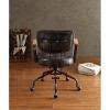 TiramisuBest Vintage Black Leather Office Chair: Padded Back, Swivel Seat, 5 - Star Base, Wooden Armrests - 3 of 4