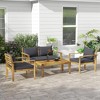 Resenkos Patio Furniture Sets,Outdoor & Patio Furniture Sets,4 Piece Patio Sofa Set, Acacia Wood Outdoor Furniture with Cushions, Table, Backyard Lawn - 2 of 4