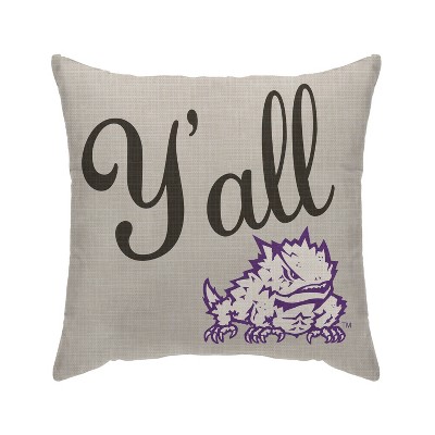 NCAA TCU Horned Frogs Y'all Decorative Throw Pillow