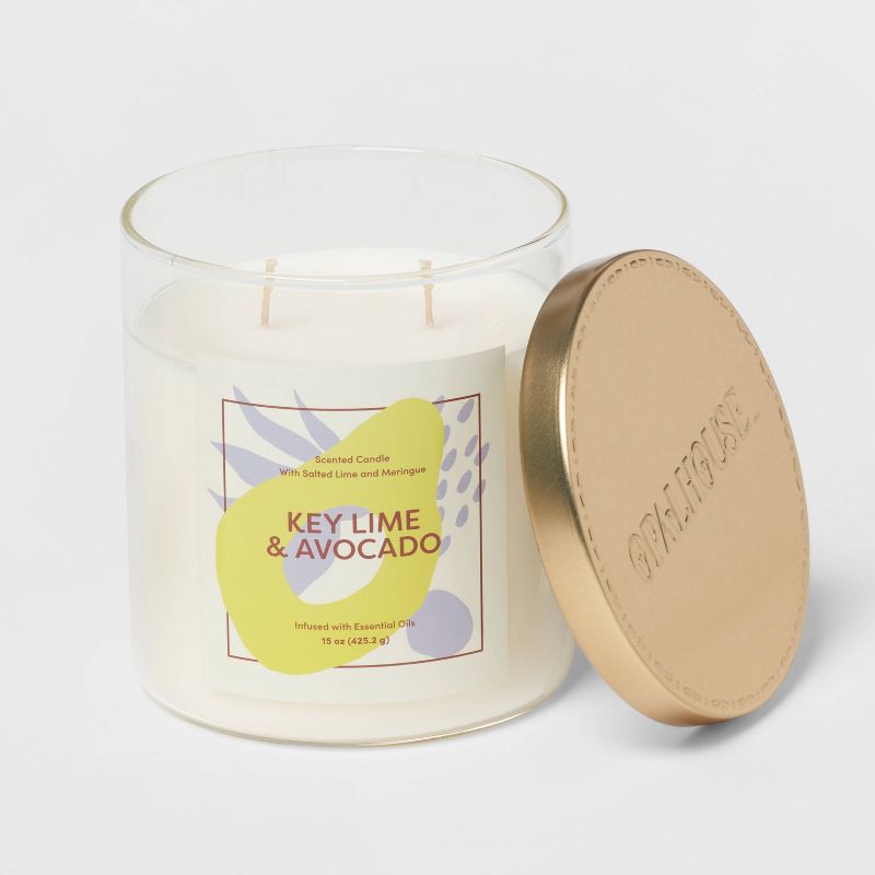 15oz Glass Jar Avocado Graphic Label Key Lime and Avocado Candle Lime Green - Opalhouse&#8482;, 4 of 5