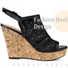 Perphy Women's Lace Platform Heel Slingback Wedges Sandals - 4 of 4