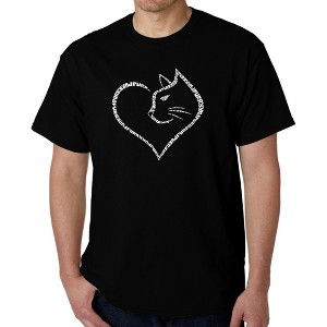 LA Pop Art Cat Heart - Men's Word Art T-Shirt - 1 of 4
