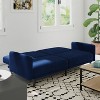 Emma and Oliver Plush Padded Upholstered Split Back Sofa Futon with Vertical Channel Tufting and Wooden Legs - image 4 of 4