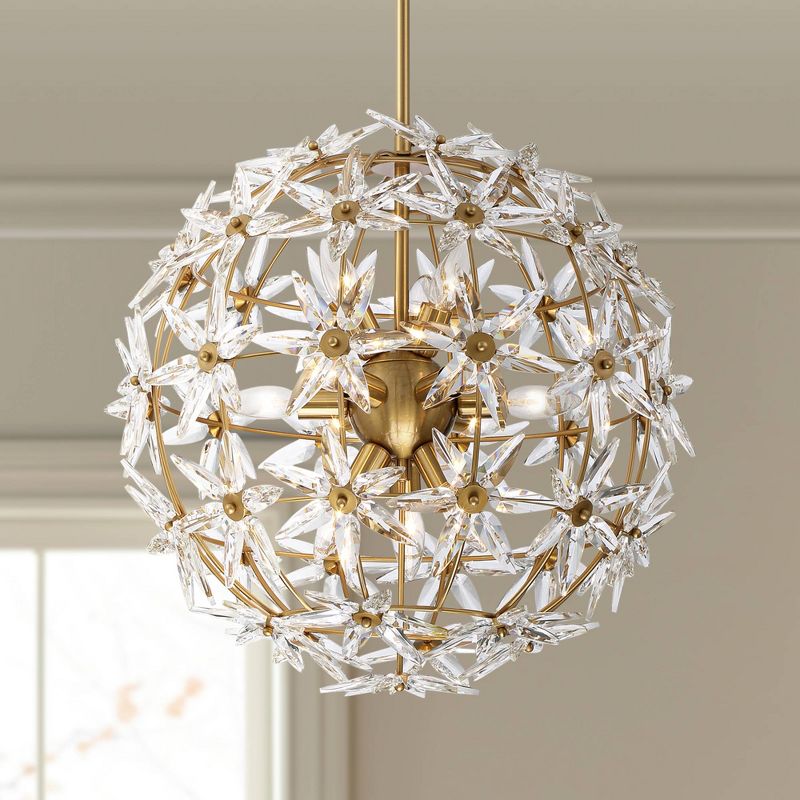 Possini Euro Design Soft Gold Orb Pendant Chandelier 20" Wide Modern Clear Crystal Stars 12-Light Fixture for Dining Room House, 2 of 8
