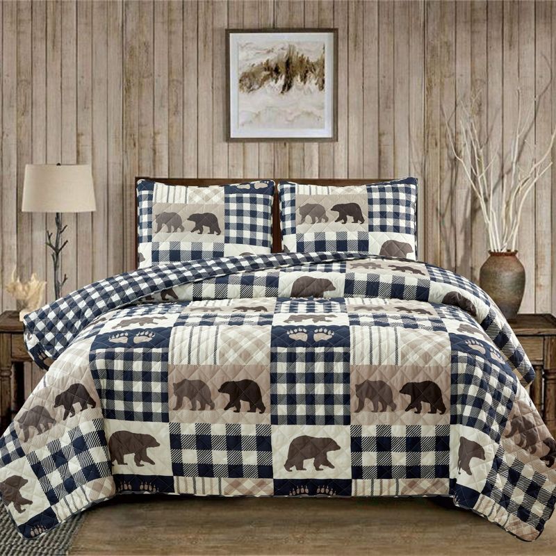 Market & Place Orson Bear Lodge Reversible Quilt Set, 1 of 7