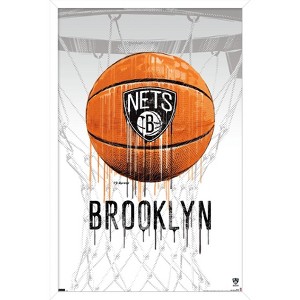 Trends International NBA Brooklyn Nets - Drip Basketball 21 Framed Wall Poster Prints - 1 of 4