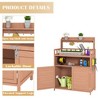 Potting Bench, Outdoor Gardening Table, Wood Garden Planting Workstation Work Benches With Bottom Large Storage Cabinet, Top Shelves For Patio Lawn - 2 of 4