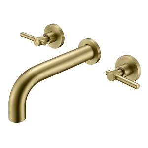 Sumerain Wall Mount Tub Faucet Brushed Gold Bathtub Faucet 3 Hole Tub Filler with Rough in Valve - 1 of 4