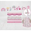 Bacati - Little Dino Girls Fuchsia/Aqua Muslin 6 pc Crib Bedding Set with Crib Musical Mobile - 2 of 4